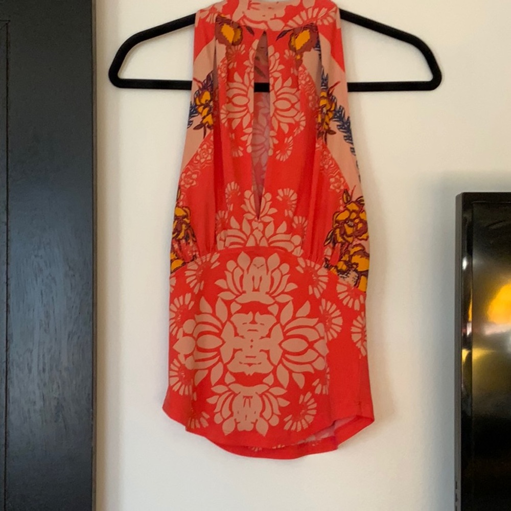 Free People racer back top with front opening